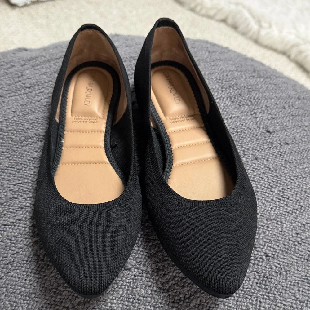 Cynthia Rowley Black Pointed-Toe ballet Knit Flats - Picture 1 of 13